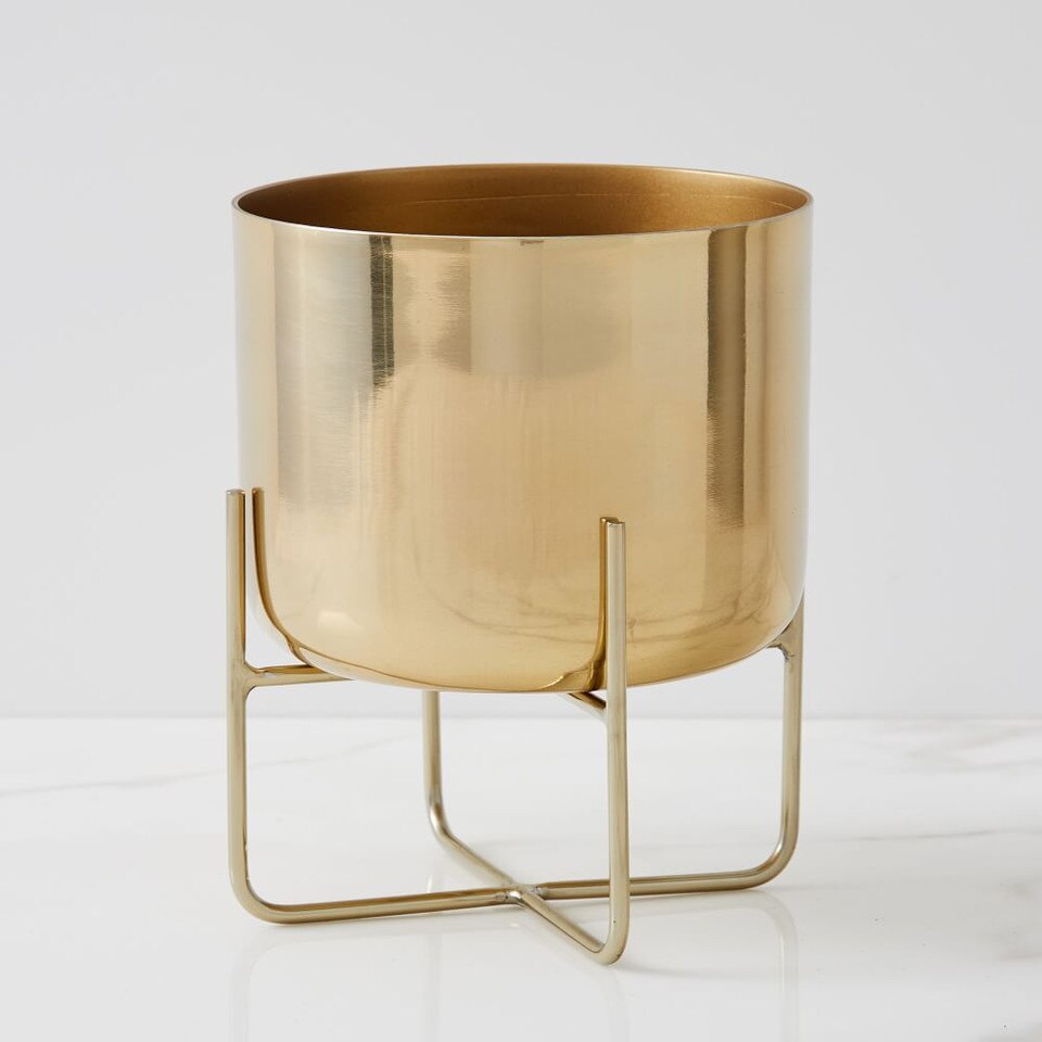 Spun Metal Tabletop Planters Antique Brass West Elm UK